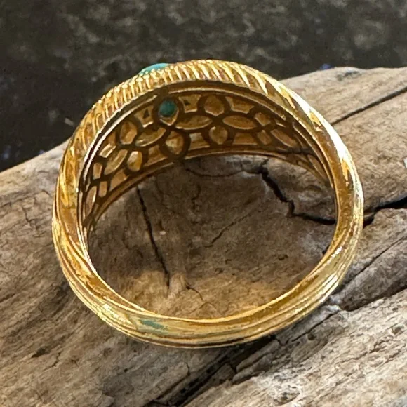 Sterling Silver Turquoise Ring – Made in India, Size 7 - Picture 3 of 5